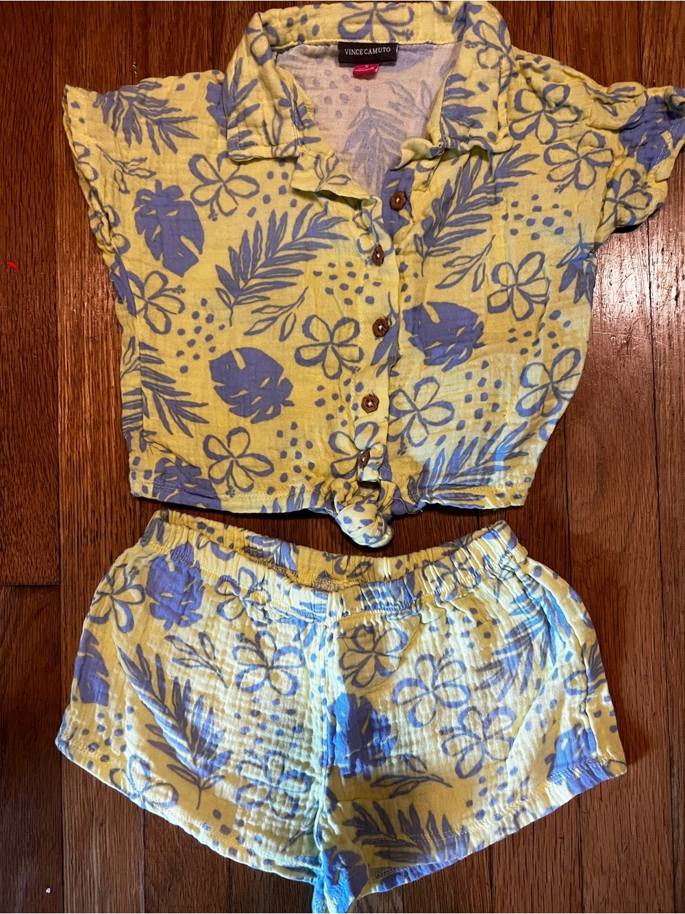 Vince Camuto Yellow & Lavender Floral Two-Piece set
